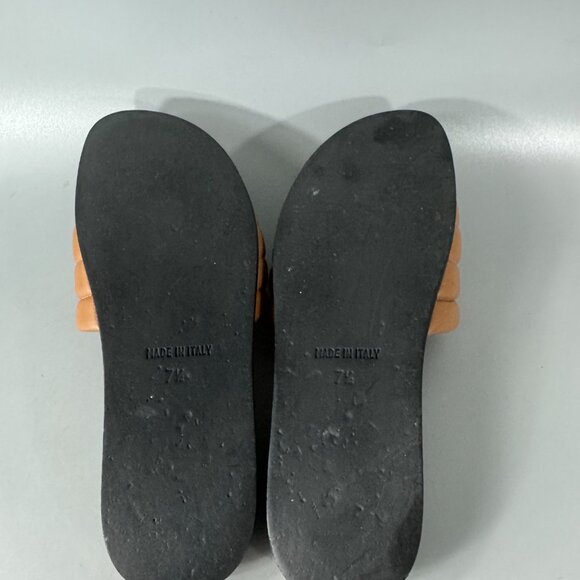 Garnet Hill Made In Italy Daria Modern Slides in Brown Leather, Size 7 1/2 - Picture 9 of 15